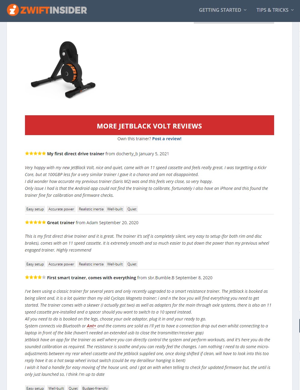 Zwift Insider Cycle Trainer Review - JetBlack Volt Smart Indoor Trainer