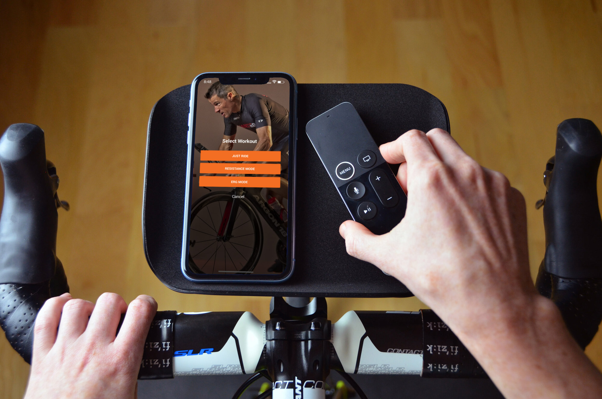 Jetblack Indoor Cycling Tray Remote And Phone Holder For Bike.jpg